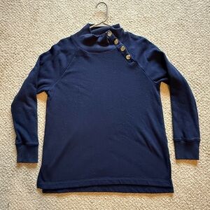 J. Crew Factory Navy Sweatshirt with Button Detail